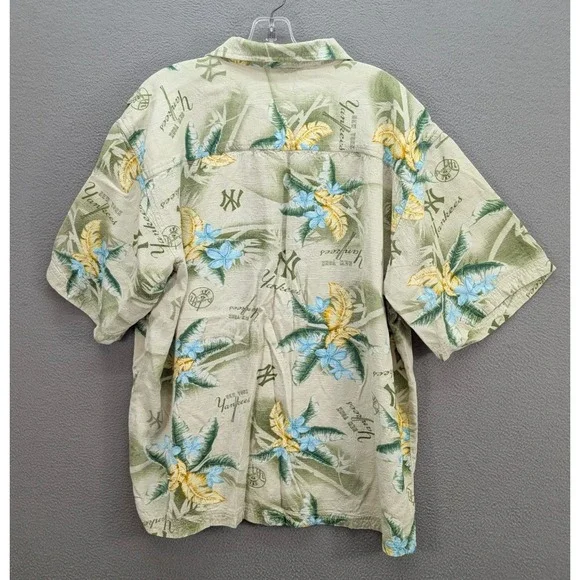 Vintage Lee Sport New York Yankees Hawaiian Shirt Men's Size L Floral Tropical - Picture 4 of 9